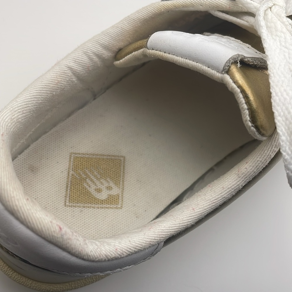 New Balance J Crew Metallic Gold Leather Casual Sneakers - Picture 14 of 15